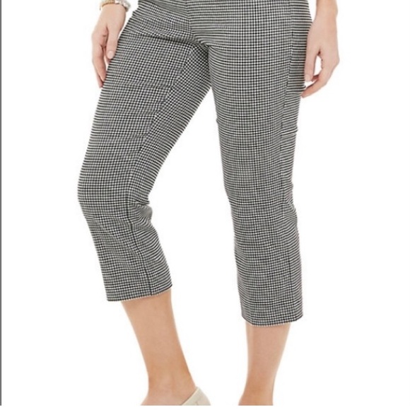 CROFT & BARROW Gingham Millennium Tummy Control Pants Capris Size 16 Regular - Picture 2 of 10